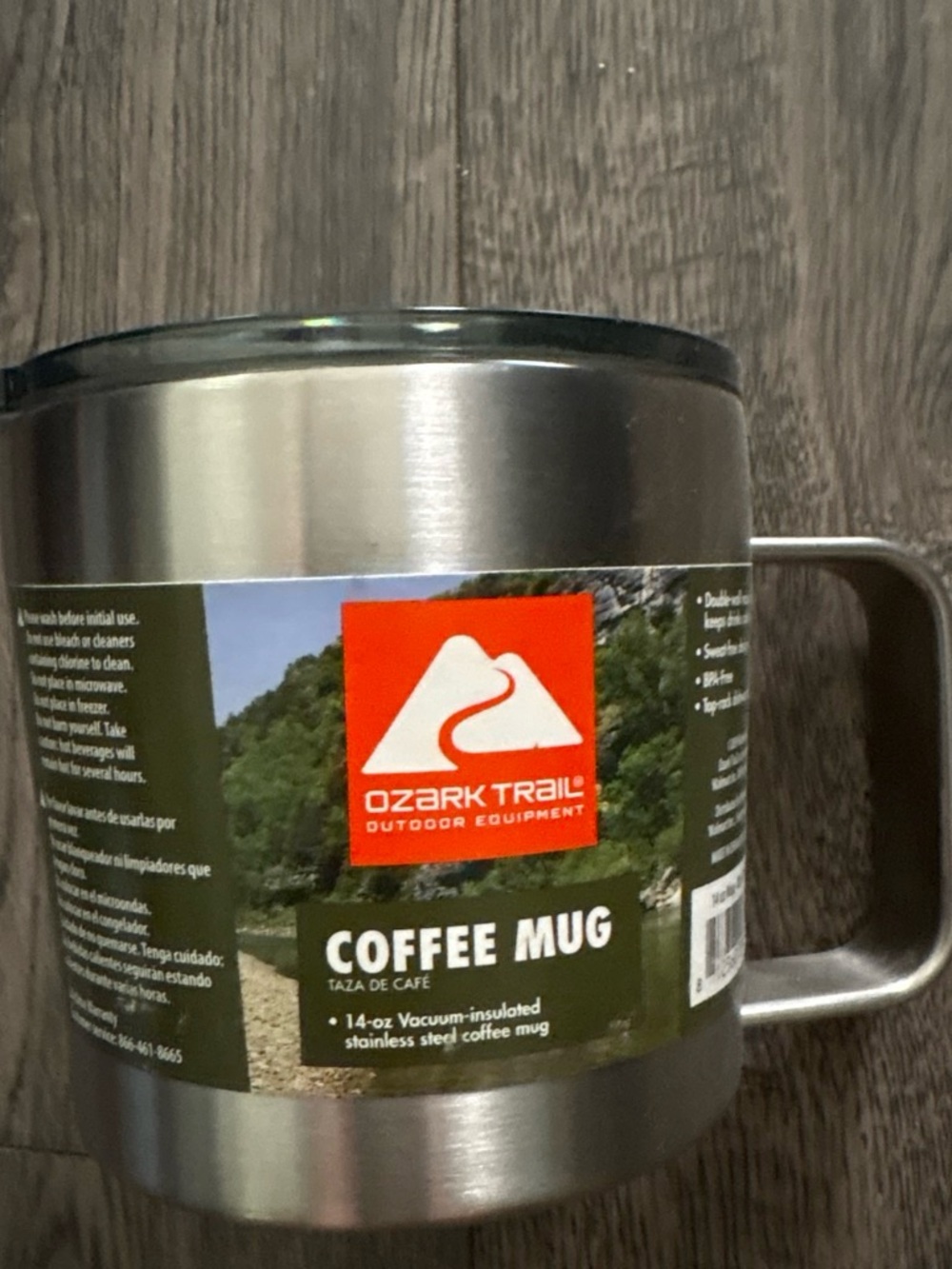 Ozark Trail Stainless Steel Silver Coffee Mug with Handle